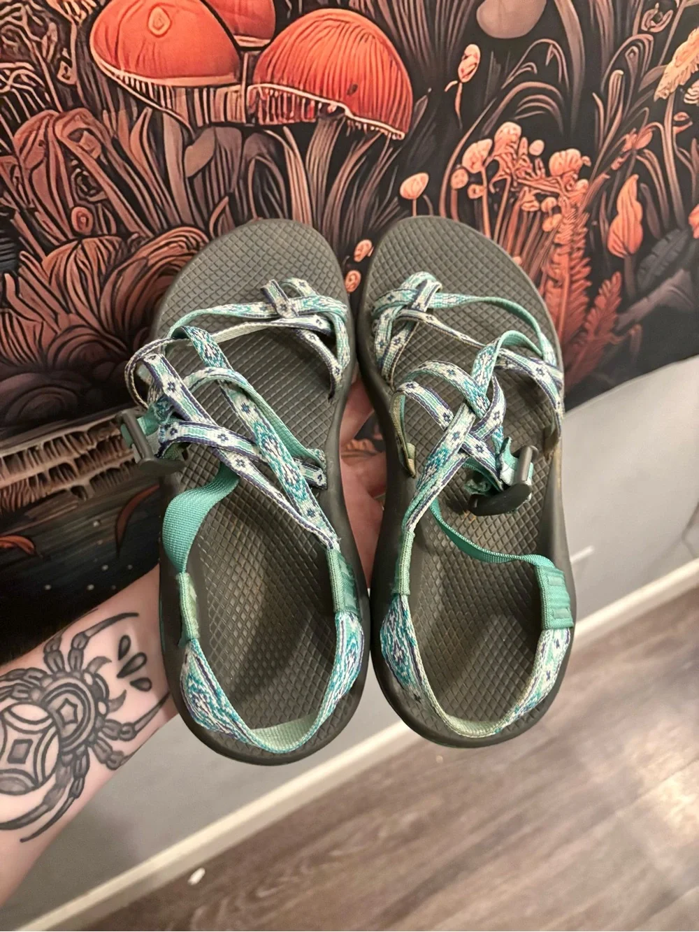 Chaco Women's Teal and Lavender Strappy Sport Sandals